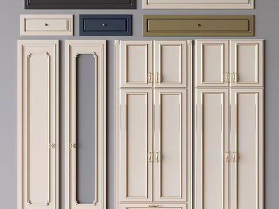 Light Colored Wardrobe Doors With Single And Double Panel Designs For Home Interior 3d model