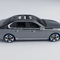 Modern Sleek Silver Luxury Sedan With LED Headlights And Large Front Grille