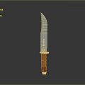 Tactical Hunting Knife With Sharp Metal Blade Wooden Handle And Golden Accents