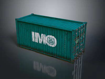 Green Shipping Container With IMO Logo For Cargo Transport And Storage 3d model