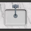 Modern Bathroom Interior With White Marble Countertop Chrome Faucet And Undermount Sink