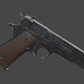 Modern Semi Automatic Handgun With Black Metal Body And Textured Brown Grip Design