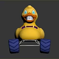 Yellow Rubber Duck Shaped Toy Car With Blue Large Wheels And Playful Design