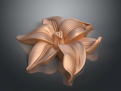 Copper Flower Shaped Ceiling Light with Intricate Petal Details for Home Interiors 3d model