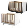 Modern Stylish Baby Crib With Gray Black Wooden Rails And Sleek Design