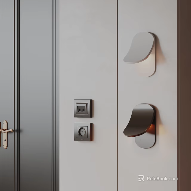 Modern Curved Wall Lamps Design For Interior With White Wall And Switch Panels 3d model 