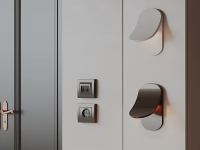 Modern Curved Wall Lamps Design For Interior With White Wall And Switch Panels 3d model