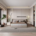 Modern Bedroom Interior Design With Large Bed Built-in Wardrobe Nightstands And Area Rug