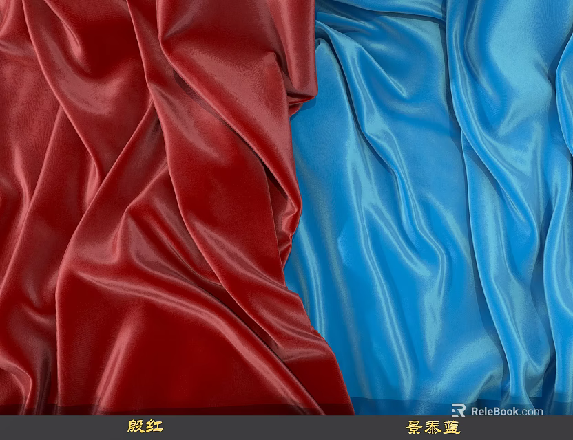 Red And Blue Silk Fabric With Soft Wrinkles And Smooth Texture 3d model 