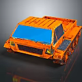 Orange Tracked Vehicle With Blue Windshield And Open Cargo Bed Industrial Design
