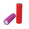Red And Purple Foam Rollers With Textured Massage Nodes For Fitness Muscle Recovery