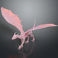 Pink Dragon Sculpture With Spread Wings And Detailed Mythical Creature Features