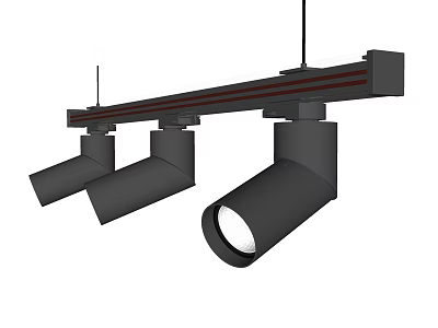 Modern Black Track Mounted Downlights And Spotlights For Indoor Lighting 3d model