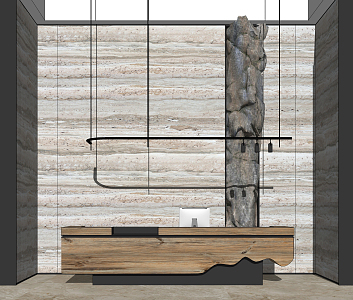 Modern Reception Desk Natural Log Reception Desk 3d model