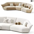 Modern Soft Fabric Curved Double Sofa With Multiple Neutral Color Options For Cozy Living Space