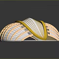 Unique Modern Sculptural Form With Golden Lines And Transparent Panels Design
