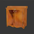 Orange Wooden Cabinet with Double Doors and Flat Decorative Top Modern Stylish Furniture Piece