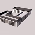 Office Building Exterior With Classical Columns Symmetrical Structure And Flat Roof 3d model