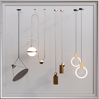 Light luxury chandelier lamp combination 3d model