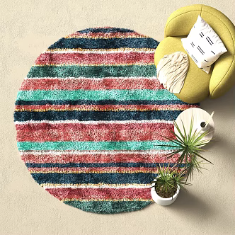 Modern Round Carpet Single Sofa Decorative Ornaments 3d model