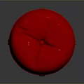 Wooden Stool With Red Padded Seat And White Dot Decoration On The Edge