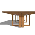 Wooden Conference Table with Long Design Black Center Panel Minimalist Style for Office Meetings