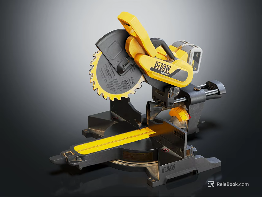 DEWALT Yellow And Black Miter Saw With Sharp Blade And Stable Base 3d model