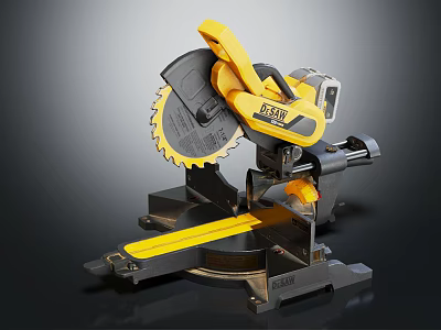 DEWALT Yellow And Black Miter Saw With Sharp Blade And Stable Base 3d model