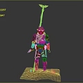 Detailed Medieval Armor Figure Standing With Eagle Ornament Staff On Decorative Base