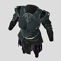 Black Metal Armor With Decorative Details Leather Belt And Purple Accents
