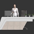 Modern Reception Desk Bar Desk Front Desk Office Girl 3d model