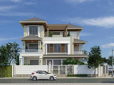 Modern single-family villa three-storey villa model