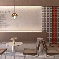 Minimalist Bubble Tea Shop Interior With Wooden Tables Hanging Lamps And Menu Wall Plants