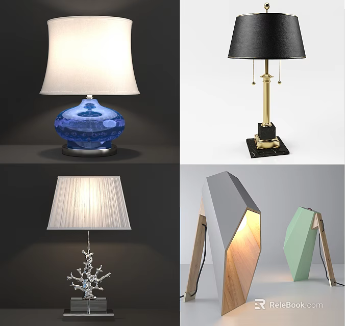 Modern Design Table Lamps with Various Styles and Colors for Home Decor 3d model 