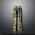 Stylish Wide Leg Pants With Yellow And Black Pattern Loose Fit Design