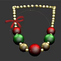 Festive Colorful Necklace With Red Green Gold Beads And Red Bow Design