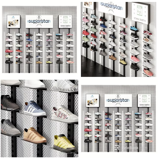 Shoe Cabinet Multi Tier Design For Organizing Various Shoes With Superstar Brand 3d model 