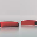 Two Red Upholstered Sofa Stools With Modern Simple Design For Living Room 3d model