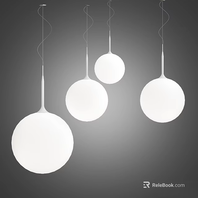 Modern White Spherical Pendant Lights With Minimalist Design For Interior Space 3d model 