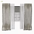 Beige Linen Curtains With White Sheer Panels For Modern Window Decoration