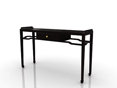 Modern Black Desk Design With Single Drawer And Angular Legs 3d model