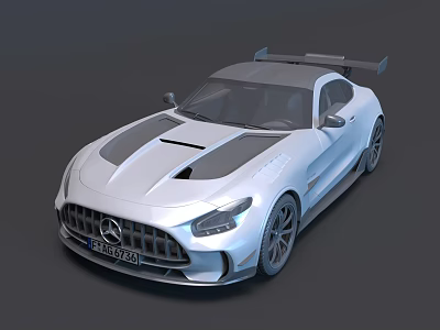 Sleek White Mercedes Sports Car With Aerodynamic Body And Rear Spoiler 3d model