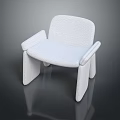 Modern White Upholstered Chair With Armrests Sleek Lines And Minimalist Design