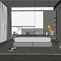 Modern Bedroom Interior With Bedside Tables Large Window Natural Light And Wooden Decor