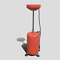 Red Industrial Equipment With Wheels Funnel Top And Black Hose For Waste Collection