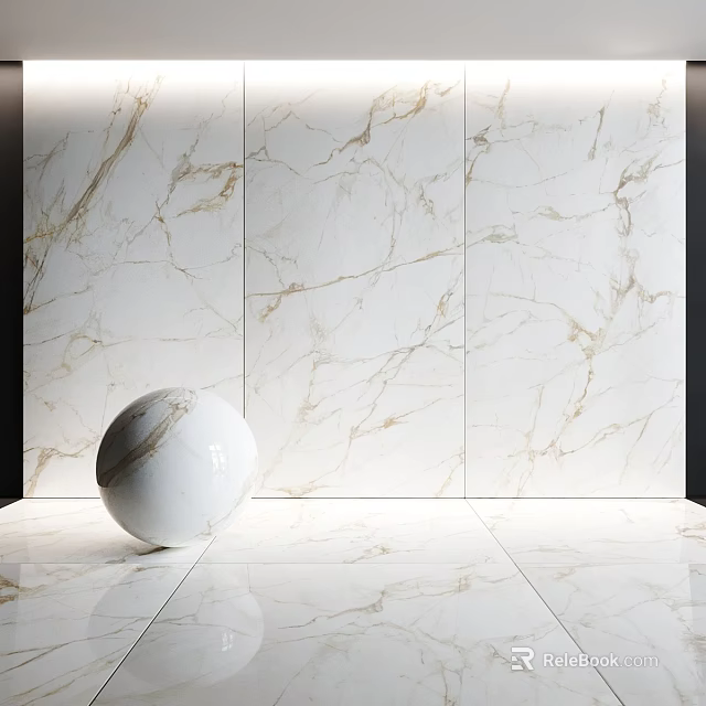 Marble Wall And Floor Tiles With White Sphere Decorative Texture Element 3d model 