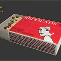 Redheads Safety Matchbox With Pink Design And Woman's Portrait And Black Matches