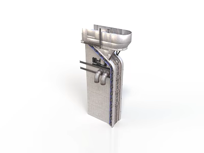 Durable Stainless Steel Industrial Equipment With Vertical Structure Pipes And Container 3d model