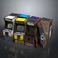 Vintage Arcade Machines With Colorful Exteriors Screens And Retro Designs