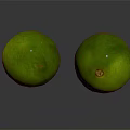 Two Fresh Green Limes on Shiny Reflective Surface with Smooth Skin and Ripe Look